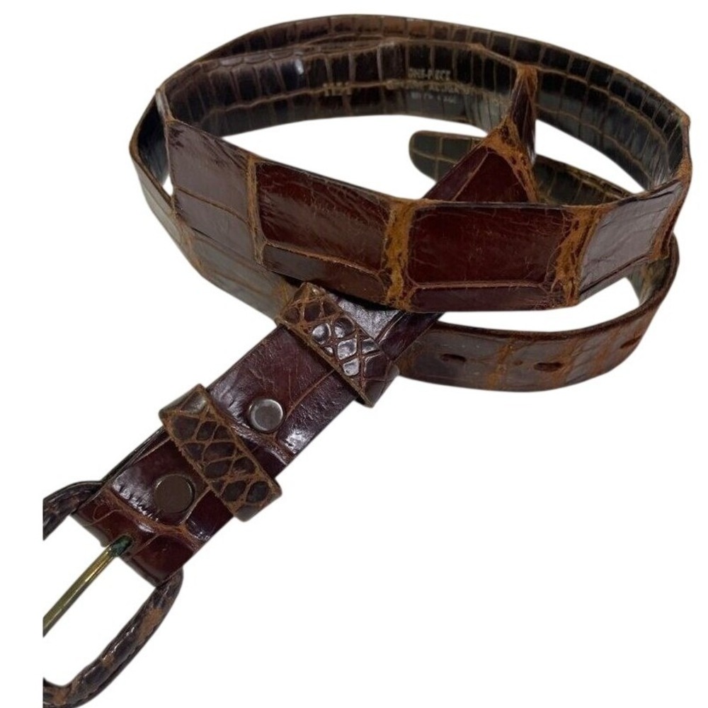 Hirdes of New Orleans Genuine Alligator Belt Brown Vintage‎ Washer Bros 32 34